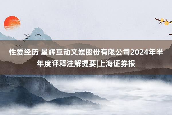 性爱经历 星辉互动文娱股份有限公司2024年半年度评释注解提要|上海证券报