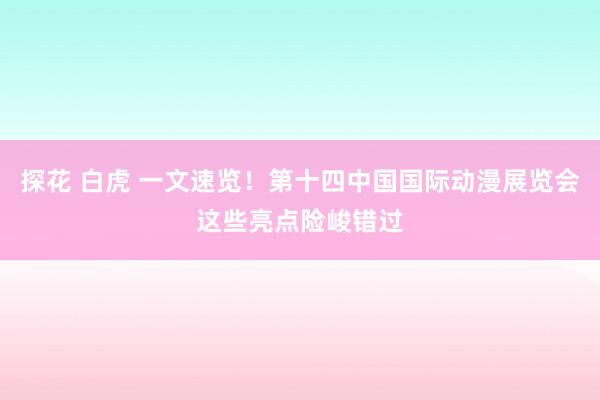 探花 白虎 一文速览！第十四中国国际动漫展览会这些亮点险峻错过