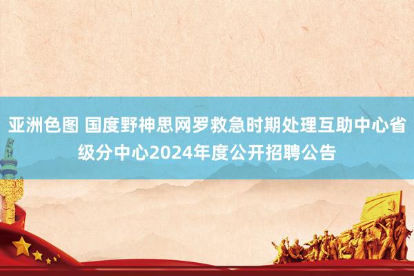 亚洲色图 国度野神思网罗救急时期处理互助中心省级分中心2024年度公开招聘公告